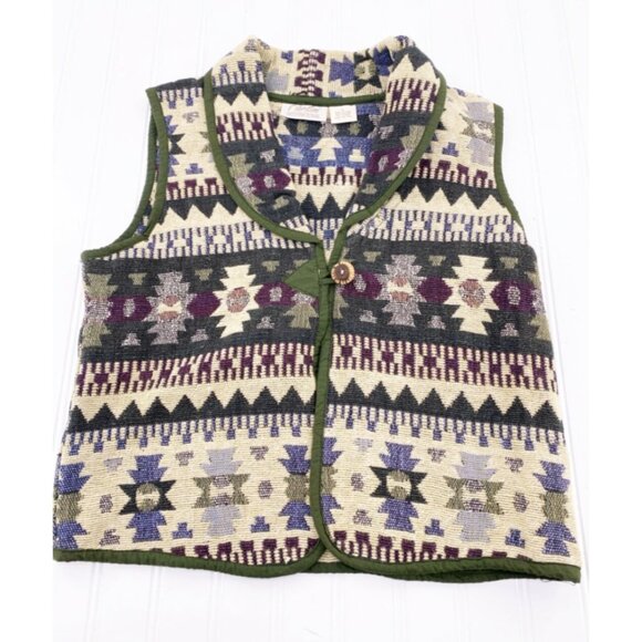 Fiorlini International Vintage Womens Southwestern Aztec Vest Size S Tapestry - Picture 1 of 4